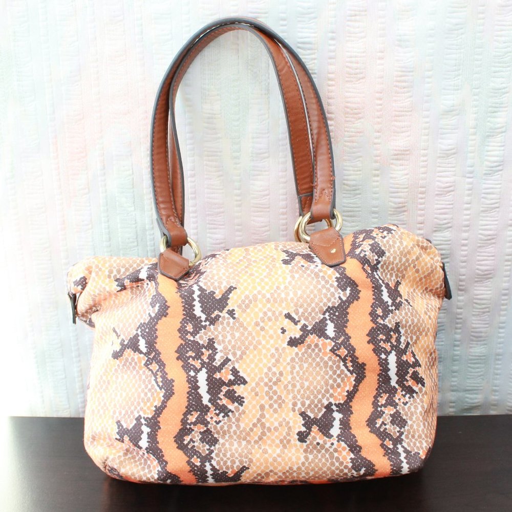 Liz Claiborne Orange Gold & Tan Purse Handbag